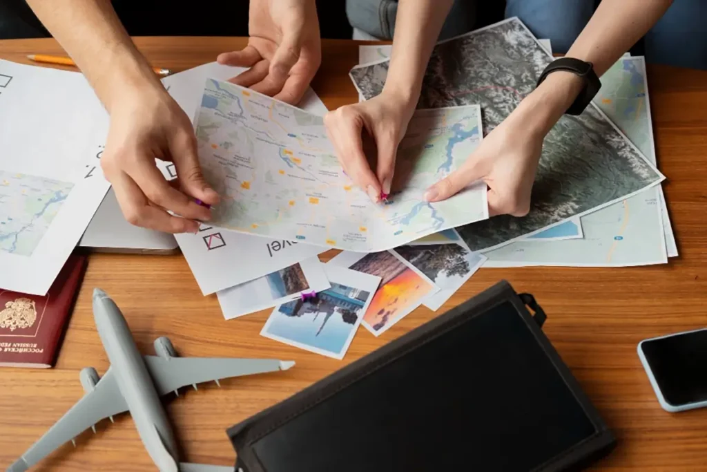 people searching on a map